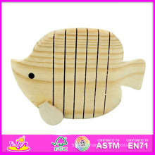 Grand 2014 nouvelle peinture enfants en bois poisson jouet, Popualr bricolage enfants en bois poisson jouet, vente chaude éducatif bébé en bois poisson jouet W03A017A